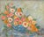 Wonderful mid century impressionist floral still life of zinnias by Polish artist Stefania Kaja-Bilanska (AKA, Bilania)...