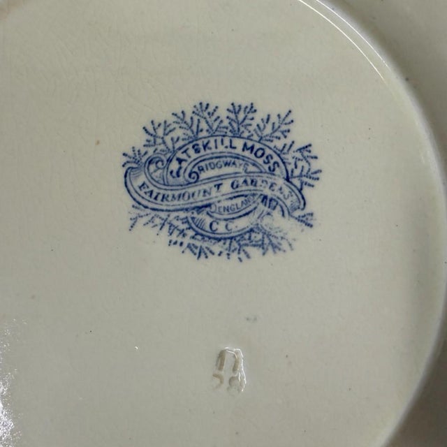 Victorian 1890s Ridgways "Catskill Moss" Fairmount Gardens Blue Transferware Plates - Set of 4 For Sale - Image 3 of 3