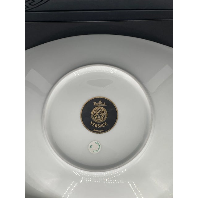 Versace Versace by Rosenthal “Barocco Acanthus” Turquoise Porcelain Square Plate – Original Box For Sale - Image 4 of 6