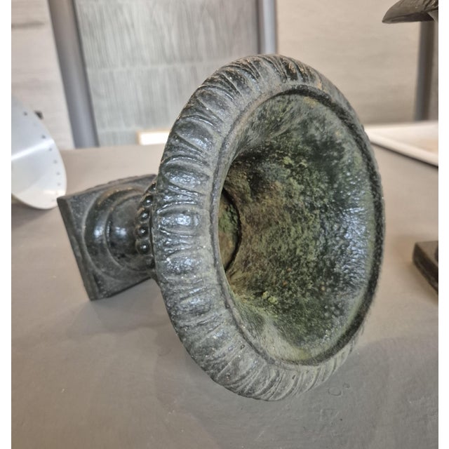 Metal Medici Cast Iron Vases, 1900, Set of 3 For Sale - Image 7 of 10