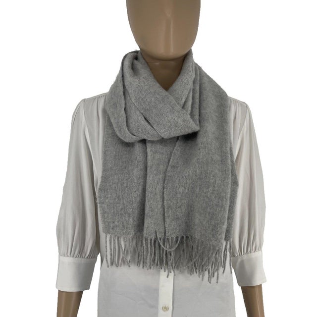 Yves Saint Laurent Yves Saint Laurent Grey Solid 100% Wool Scarf For Sale - Image 4 of 8