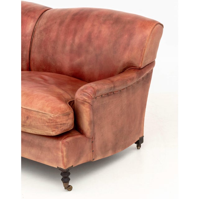 1990s George Smith Red Leather Two-Seat Club Sofa For Sale - Image 5 of 7