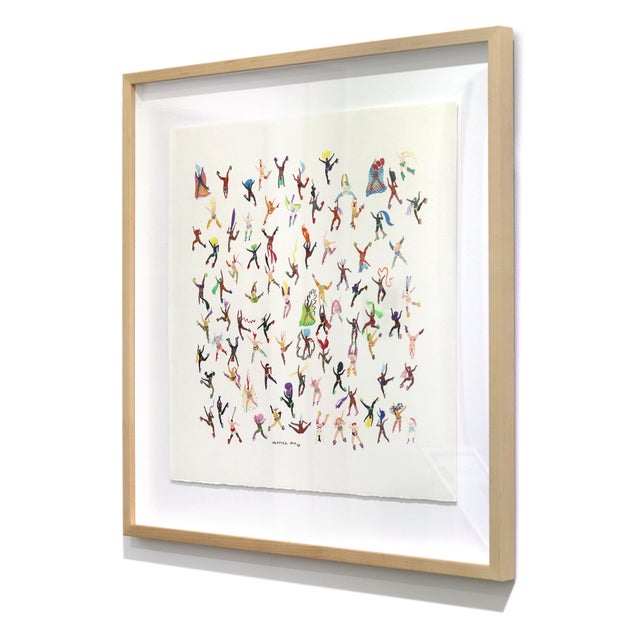 Abstract Dancing Queens - Original Framed Colorful Figurative Watercolor Painting on Paper For Sale - Image 3 of 9