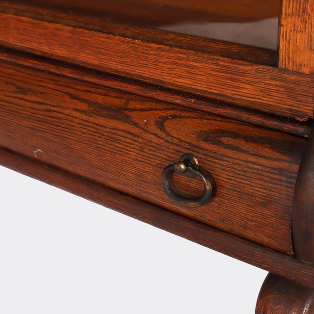 Lundstrom Oak 2-Stack Barrister Bookcase With Leaded Glass C1910 For Sale - Image 4 of 16