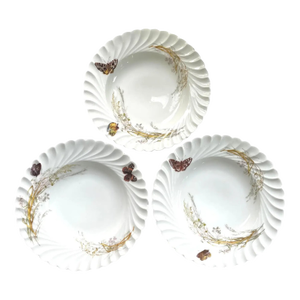 Late 19th Century Limoges Haviland & Co. Meadow Visitor Butterfly Porcelain Bowls (Set of 3) - Stamped