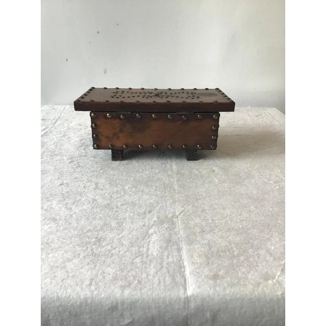 1960s Leather Studded Wood Box For Sale - Image 4 of 10