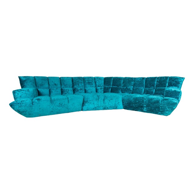 Fabric Corner Cloud 7 Sofa in Blue Turquoise from Bretz For Sale