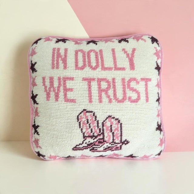 Dolly Parton Country Western Pop Art Style Needlepoint Pillow For Sale - Image 10 of 10