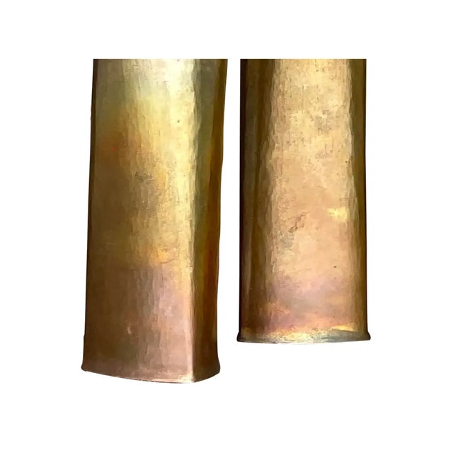 Vintage Modernist Thomas Roy Markusen Nickeled Copper Vases - Set of 2 For Sale In West Palm - Image 6 of 13