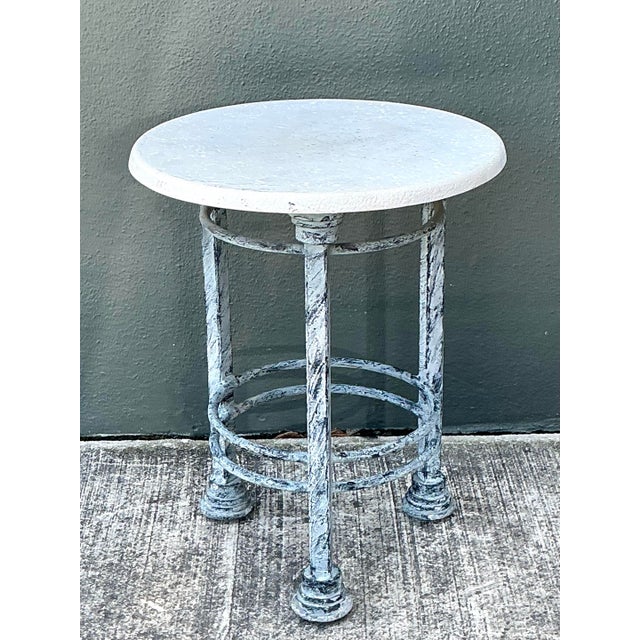 Vintage Postmodern Cast Aluminum Outdoor Side Table - 895 For Sale - Image 9 of 12