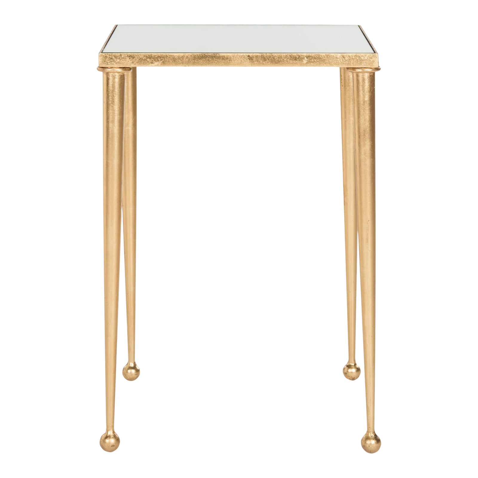 Cameron Mirror Top End Table in Antique Gold Chairish