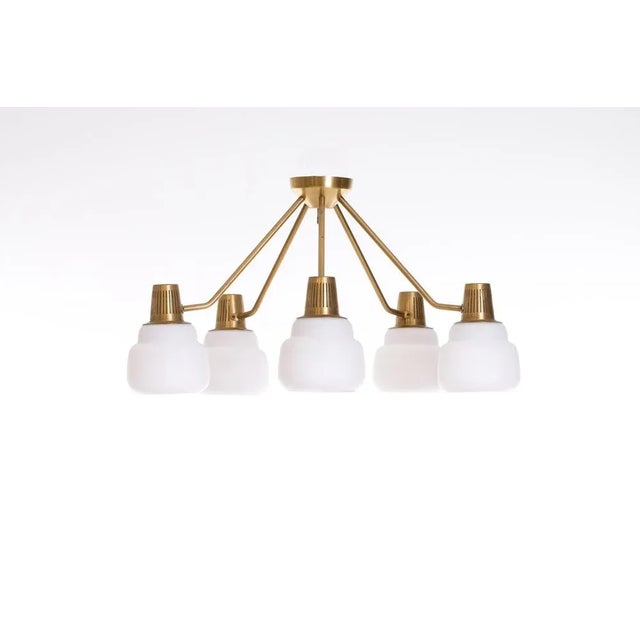 Brass Ceiling Lamp attributed to Hans Bergström, Sweden, 1950s For Sale - Image 6 of 8