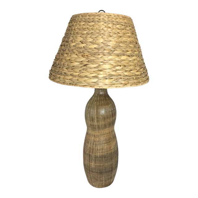 1960s Organic Free Form Pottery Table Lamp For Sale