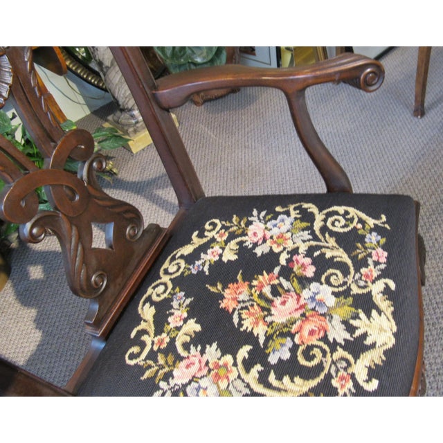 Unusual Mahogany Chippendale Style Library Arm-Chair For Sale - Image 11 of 12
