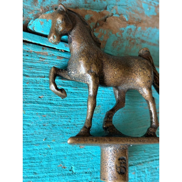 Vintage Solid Brass Prancing Horse Water Faucet Handle and Valve Spigot Manufacturer Hallmark Stamp For Sale - Image 4 of 9