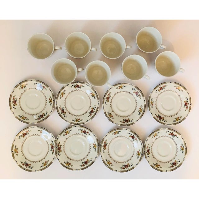 1970s Royal Doulton Kingswood Floral Cups and Saucers - Set of 8. England. For Sale - Image 5 of 8