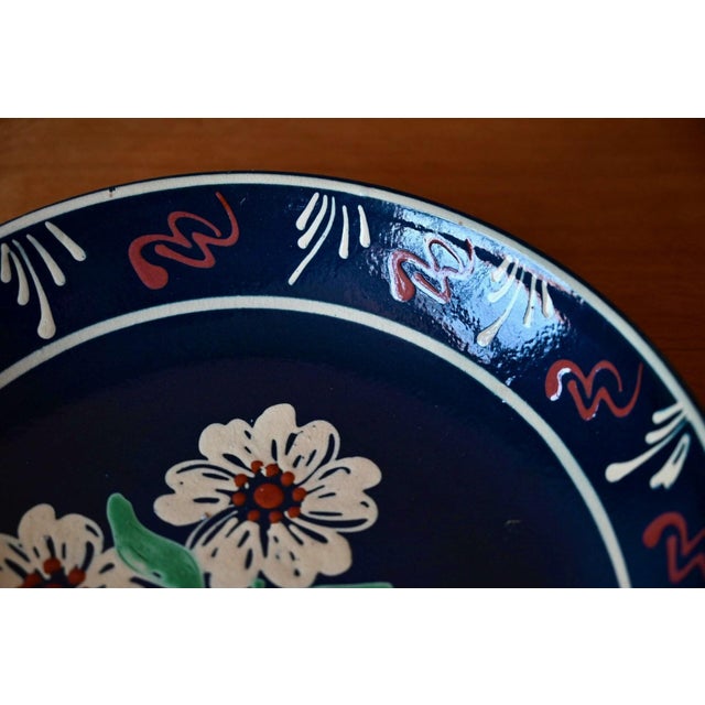 Decorative Glazed Terracotta Plate from Alsace Soufflenheim, 1940s For Sale - Image 3 of 6
