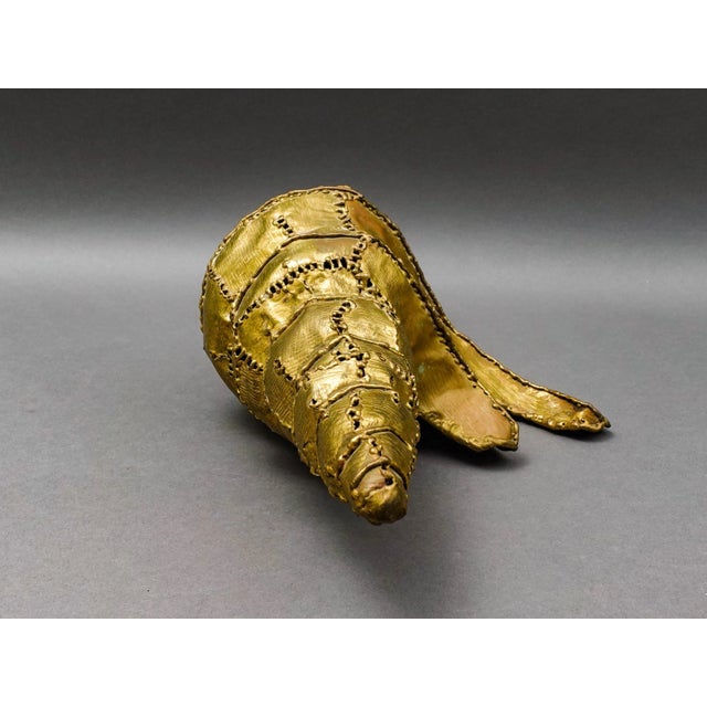 Mid-Century Modern Luciano Bustamante Mexico Signed Brass Conch Nautical Sea Shell Sculpture For Sale - Image 3 of 8