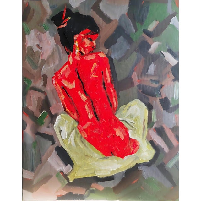 Natalia Vypritskaia, Study of a Red Nude, Oil on Canvas For Sale - Image 7 of 7
