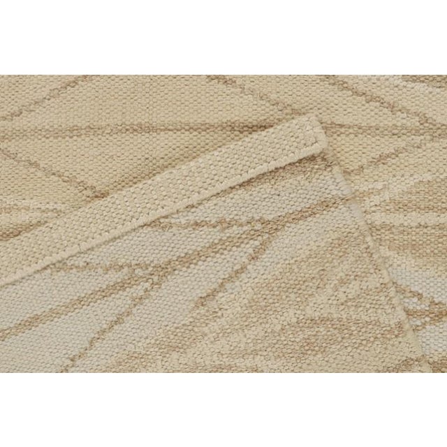 Textile 2010s Rug & Kilim’s Scandinavian Style Kilim in Beige-Brown & White Geometric Pattern For Sale - Image 7 of 7