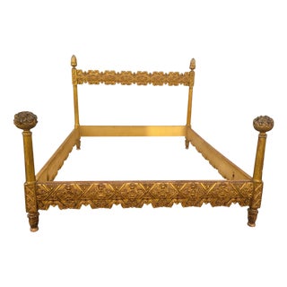 Gilded Wooden Bed, Width 176.5cm, Late 19th Century For Sale