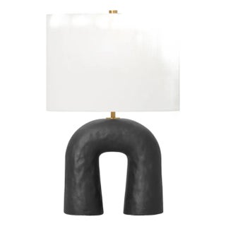 Hable by Visual Comfort Studio Hable Aura Table Lamp in Rough Black Ceramic For Sale
