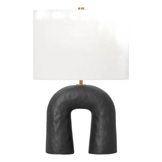 Hable by Visual Comfort Studio Hable Aura Table Lamp in Rough Black Ceramic For Sale