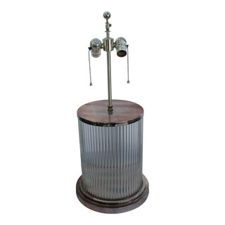 Art Deco Modern Glass Rods Silver Plated Deluxe Double Socket Assy Table Lamp For Sale