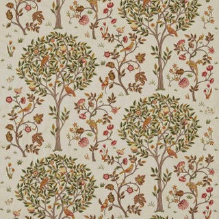 Morris & Co Kelmscott Tree Fabric in Russet/Artichoke For Sale