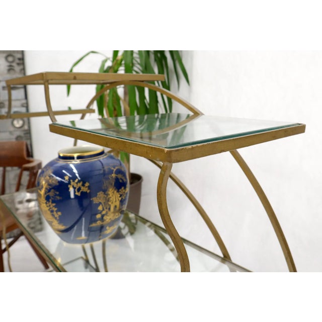 Decorative Gold Gilt Wrought Iron Glass Shelves Étagère For Sale - Image 10 of 13
