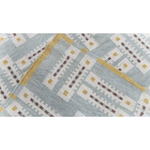 Sky Blue Modern Scandinavian Geometric Cream Flatweave Rug "Jetty" by Doris Leslie Blau For Sale - Image 8 of 8