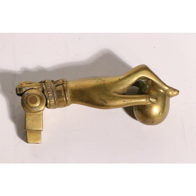 Antique Victorian Brass Hand Door Knocker For Sale - Image 9 of 11
