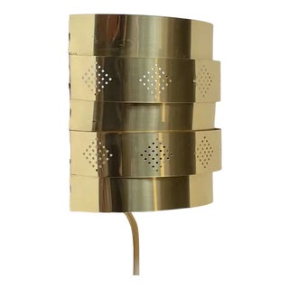 Danish Modern Brass Wall Sconce by Werner Schou for Coronell, 1970s For Sale