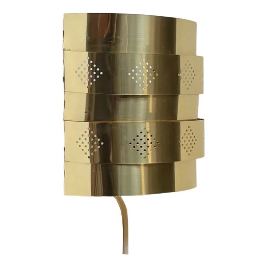 Danish Modern Brass Wall Sconce by Werner Schou for Coronell, 1970s For Sale