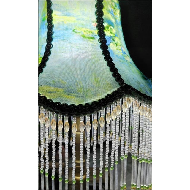 Metal Monet Water Lily Beaded Chain & Copper Lamp For Sale - Image 7 of 7