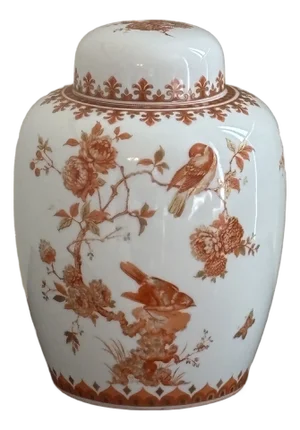 Mid-20th Century Chinoiserie Porcelain Ginger Jar W/ Bird Motif