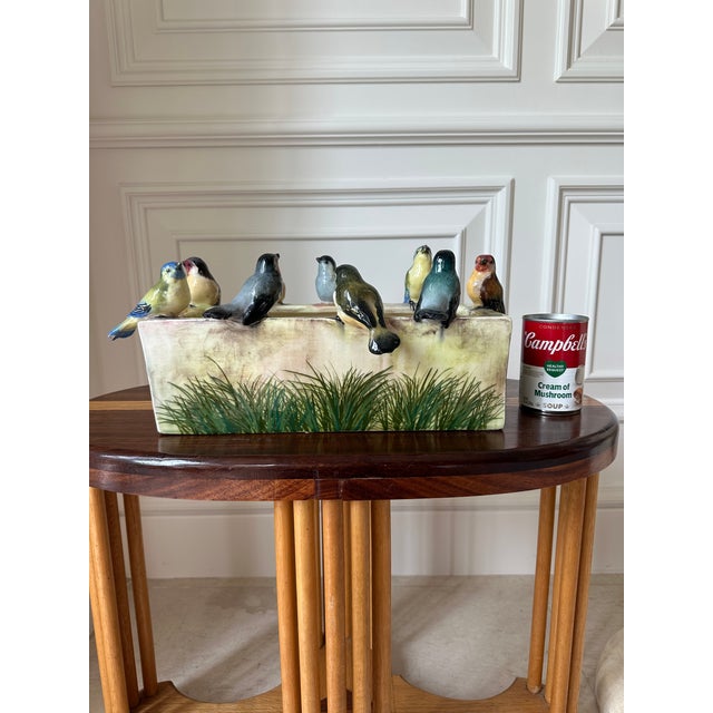 Farmhouse Antique Jerome Massier French Ceramic Planter Cachepot With 9 Bird Sculptures For Sale - Image 3 of 18