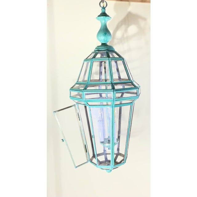 Vintage Solid Brass French Style – Verdigris – Hexagonal Chandelier -31”h X 12”w For Sale - Image 17 of 17