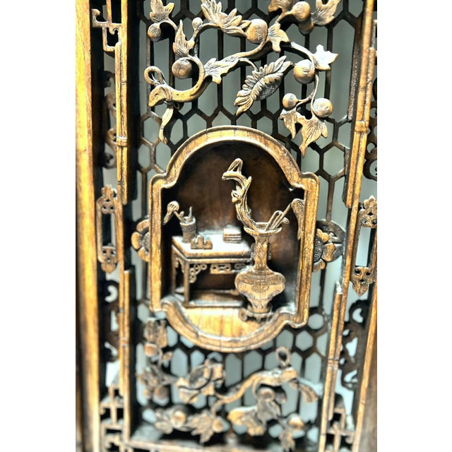 Antique Architecture Artifact Chinese Window Panel Theme of a Scholar's Studio For Sale In Chicago - Image 6 of 12
