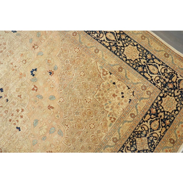 Antique Zabihi Collection Ivory Hadji Jal Li Tabriz Rug For Sale - Image 11 of 12