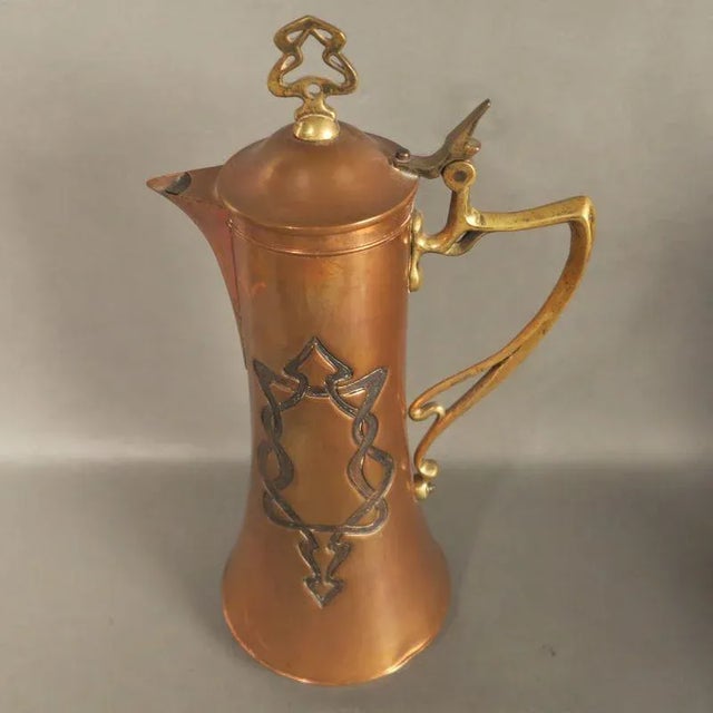 Antique Art Nouveau Copper and Brass Pot, 1900s For Sale - Image 9 of 10