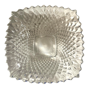 Vintage Indiana Glass Clear Square Diamond Pattern Candy Dish