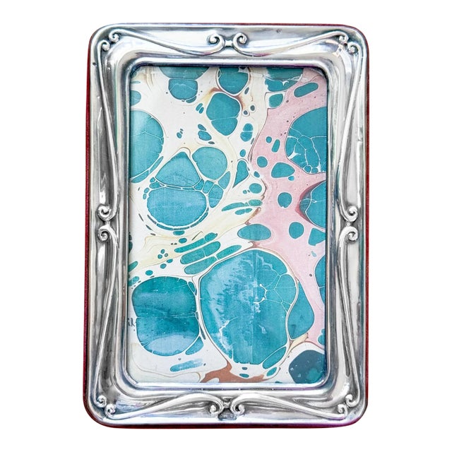 Vintage Sterling Silver Repoussé Picture Frame, Velvet Back For Sale