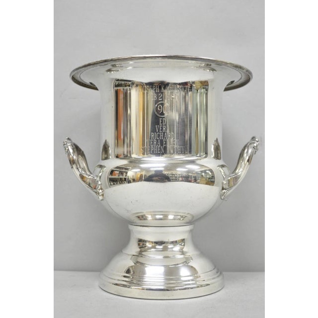 Vintage Leonard Silver Plated Trophy Cup Champagne Chiller Ice Bucket Engraved For Sale - Image 15 of 16