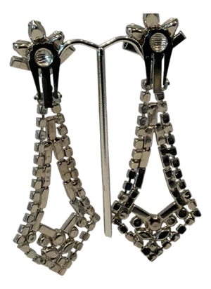 1980s Glamorous Very Long Rhinestone Drop Earrings, A Pair