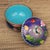 Blue Vintage Cloisonné Enamel Lidded Bowls With Saucers – Floral & Bird Motif - Set of 4 For Sale - Image 8 of 18