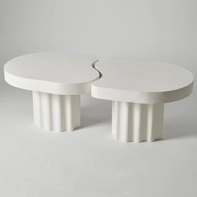 Set of 2 organic edge no. 1 coffee tables by perler dimensions: one table: d 56 x w 65 x h 40 cm. Both tables: d 58 x w...