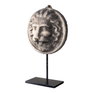 Antique Lions' Mask Waterspout on Steel Stand For Sale