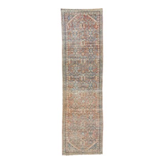 1930s Red 1920s Persian Mahal Wool Runner With Allover Floral Pattern For Sale
