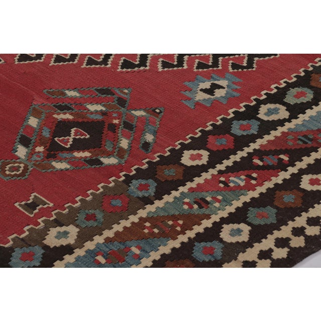 Textile Vintage Persian Kilim, Red With Rich, Intricate Tribal Medallions - Rug & Kilim For Sale - Image 7 of 9